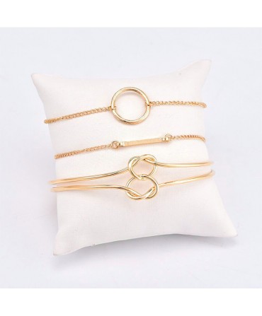 3 Pcs/set Women's Fashion Punk Bracelet Simple Double Knot Loop Metal Chain Bracelet Bohemian Retro Jewelry Accessories