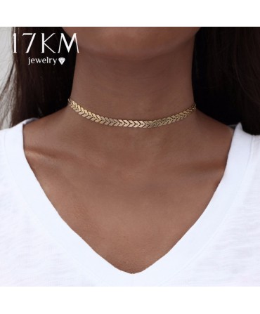 17KM Design Leaves Chain Sequins Choker Necklace Fashion Bohemian Jewelry For Woman Collar Statement Necklaces Party Jewelry 