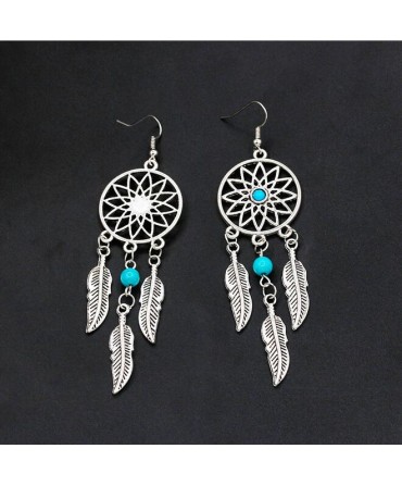 New bohemian style dream catcher net feather earrings  CED92